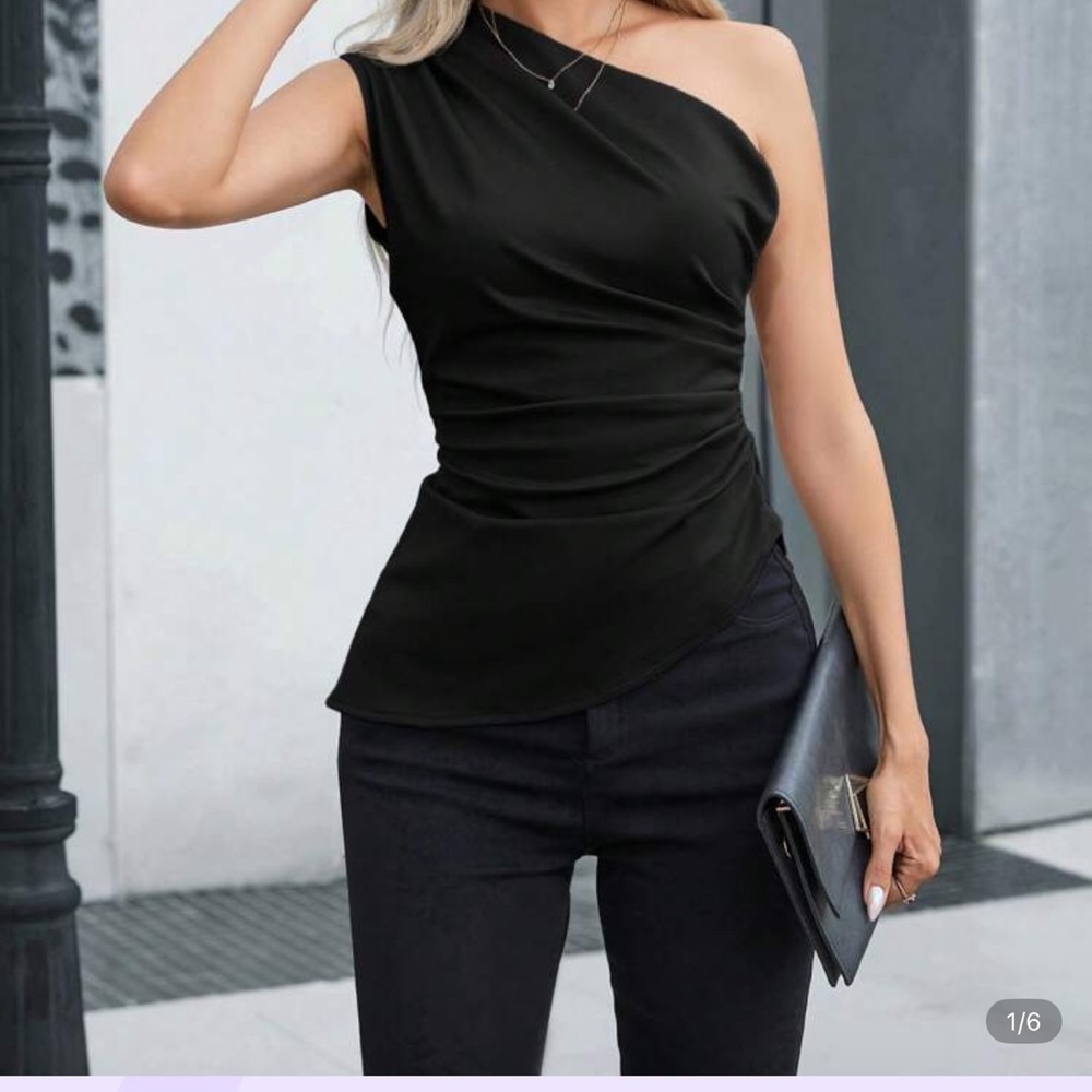 Elegant Black One-Shoulder Top
